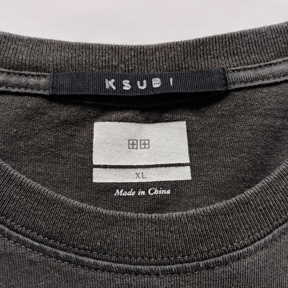 Men's KSUBI "EXILE" Dreamstate T-shirt Dark Grey & Green Crewneck Designer Tee - Picture 5 of 16